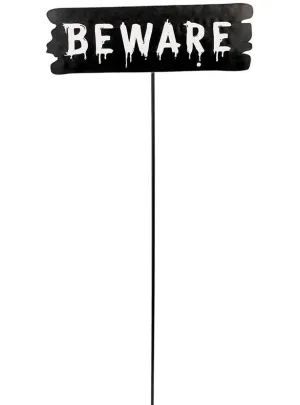 Beware Sign Yard Stake Halloween Decoration