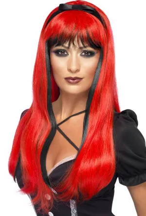 Bewitching Red and Black Halloween Wig
