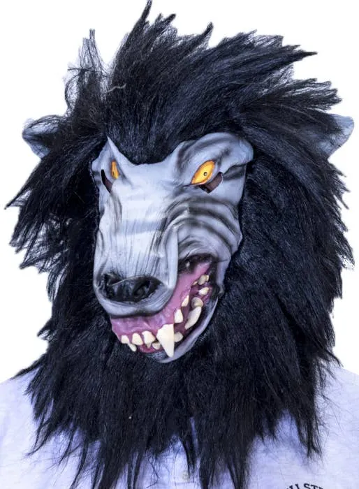 Big Bad Wolf Latex Halloween Mask with Black Fur