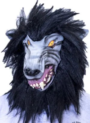 Big Bad Wolf Latex Halloween Mask with Black Fur