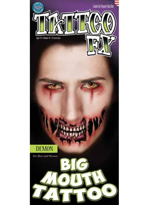 Big Mouth Demon Halloween Temporary Tattoo FX
