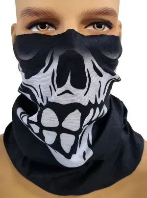 Biker Skeleton Face and Neck Gaiter Halloween Accessory