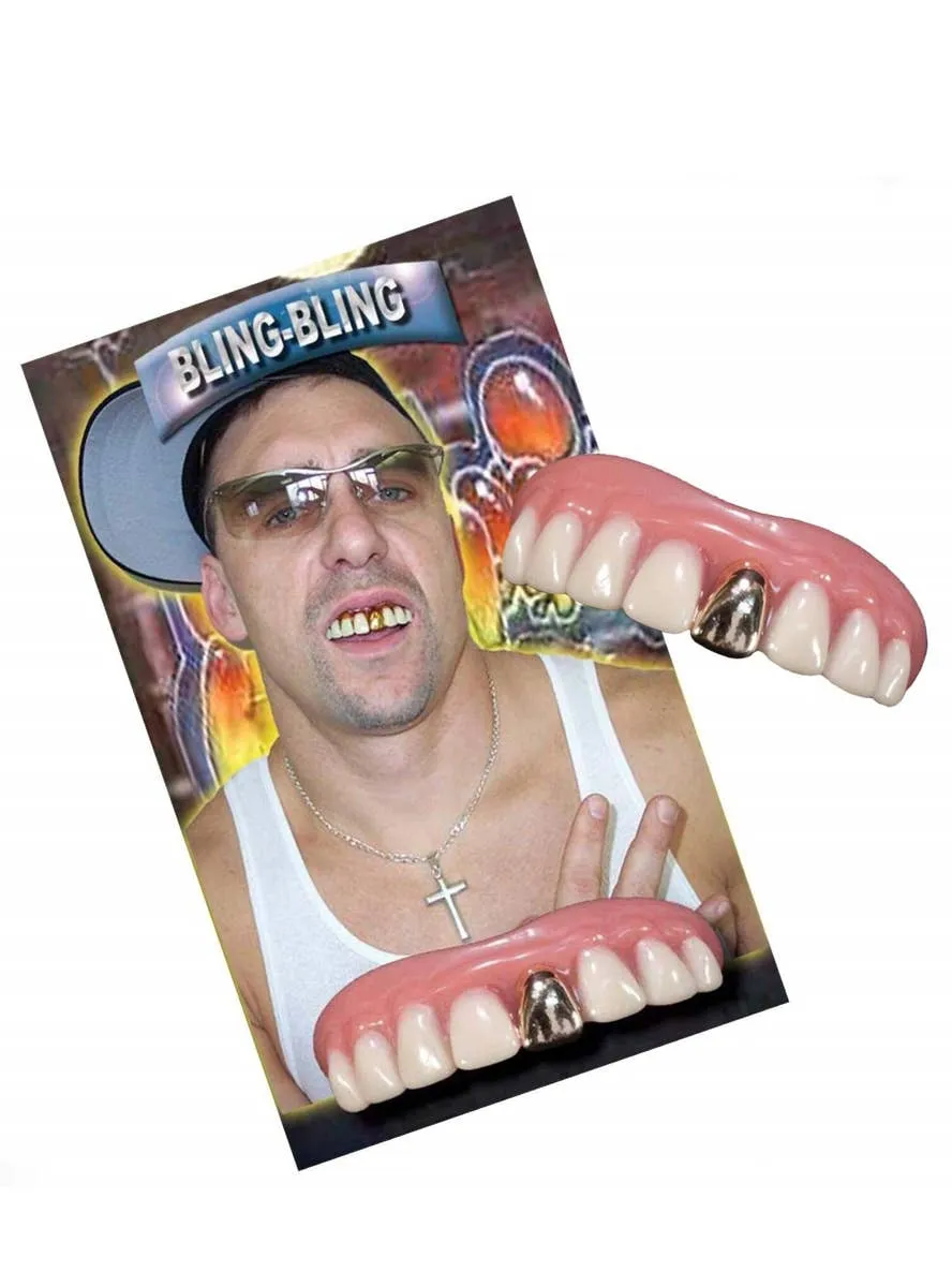 Billy Bob Gold Bling Tooth Custom Fitting Costume Teeth