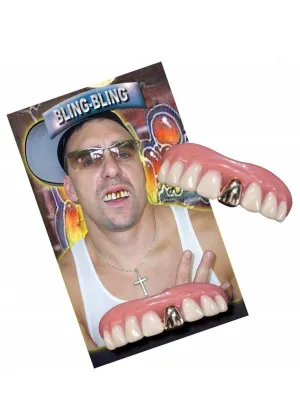 Billy Bob Gold Bling Tooth Custom Fitting Costume Teeth