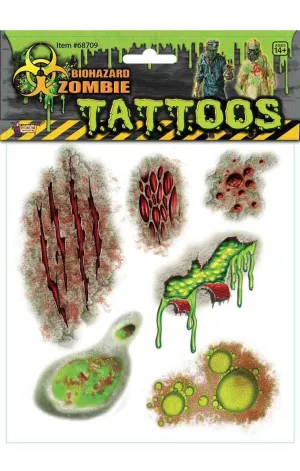 Bio-hazard Zombie Temporary Tattoo Special Effects