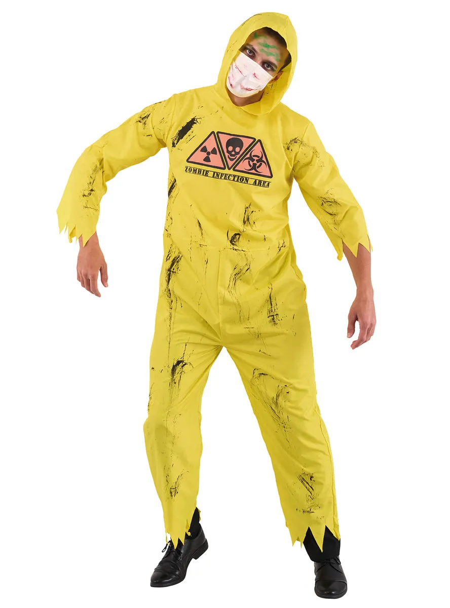 Biohazard Infected Zombie Yellow Jumpsuit Mens Halloween Costume
