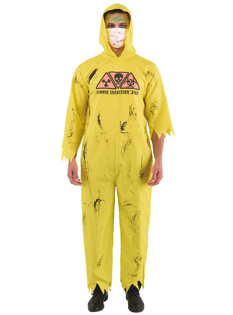 Biohazard Infected Zombie Yellow Jumpsuit Mens Halloween Costume