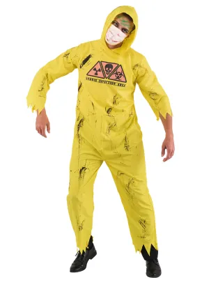 Biohazard Infected Zombie Yellow Jumpsuit Mens Halloween Costume