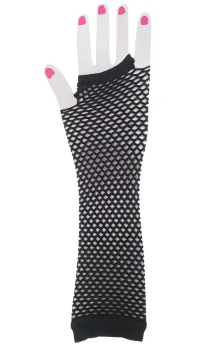 Black 1980s Fingerless Fishnet Gloves