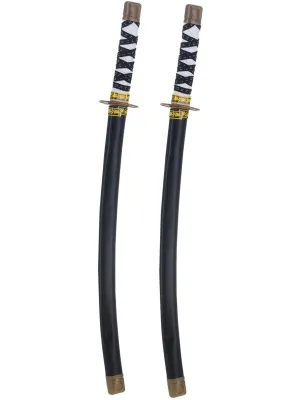 Black 59cm Japanese Ninja Costume Swords 2 Pack
