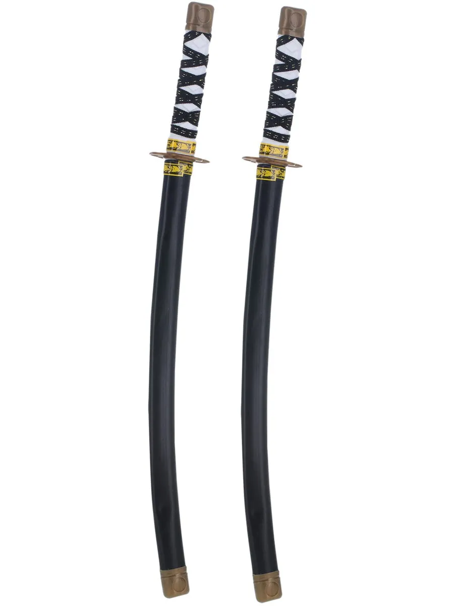 Black 59cm Japanese Ninja Costume Swords 2 Pack