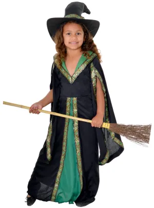 Black and Green Long Witch Girls Halloween Costume