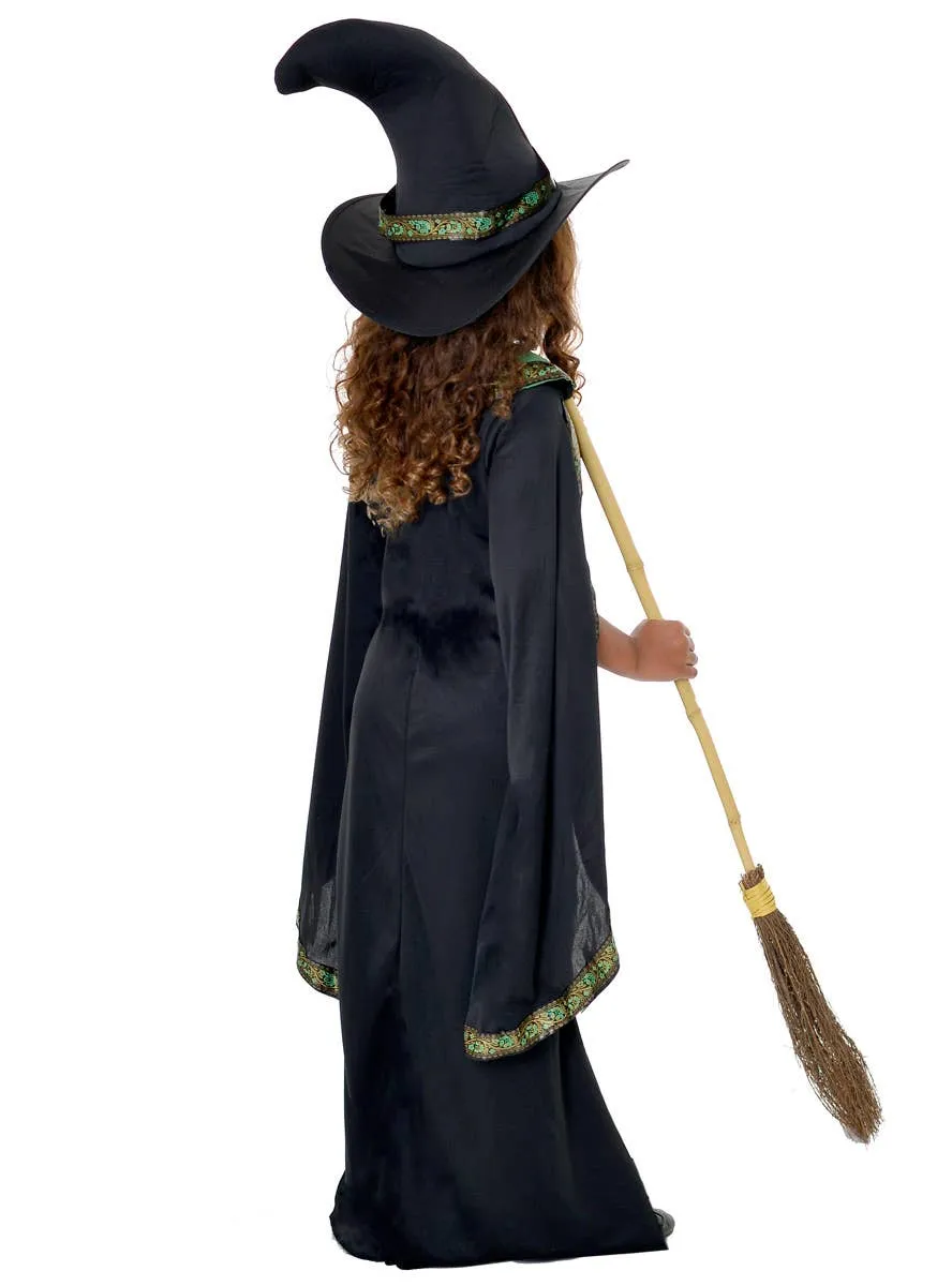 Black and Green Long Witch Girls Halloween Costume