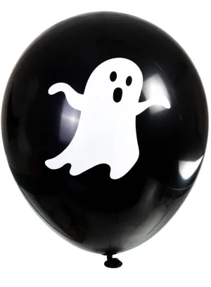 Black and White Ghost Print 8 Pack 30cm Latex Balloons