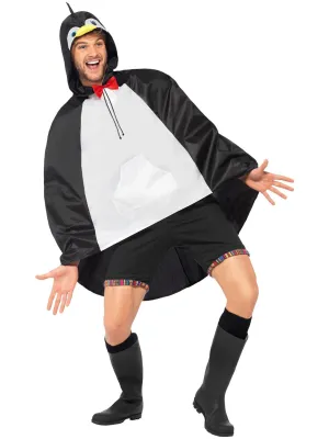 Black and White Mens Penguin Poncho Animal Costume