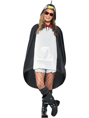 Black and White Penguin Womens Animal Poncho Costume