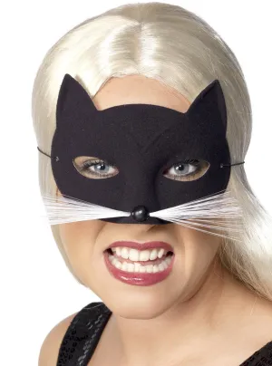 Black Cat Womens Fabric Eye Mask with White Whiskers
