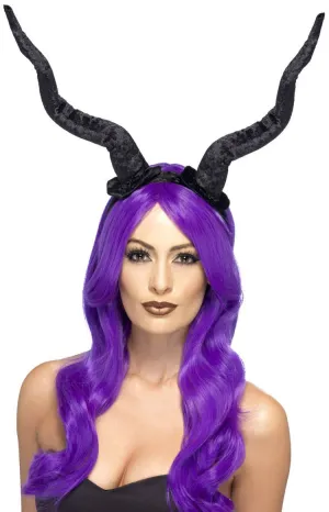 Black Demon Horns on Headband