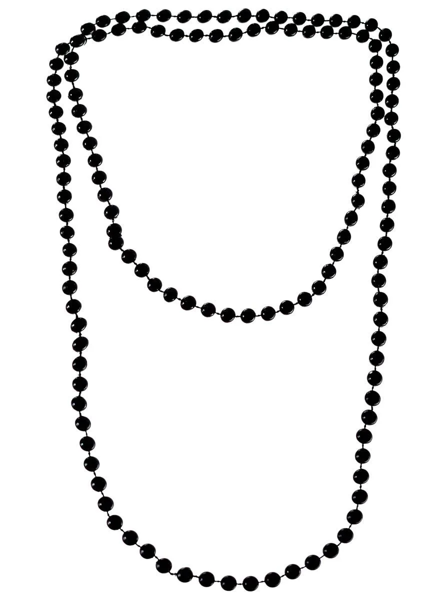 Black Flapper Beads Necklace 1920s Costume Accessory