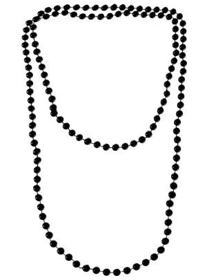 Black Flapper Beads Necklace 1920s Costume Accessory