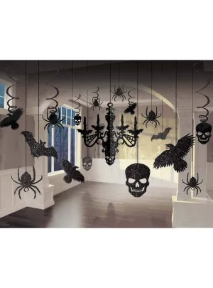 Black Glitter Chandelier Cut Out Halloween Decoration Kit