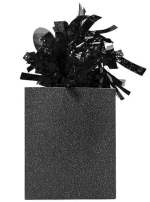 Black Holographic and Glitter 15cm Box Balloon Weight