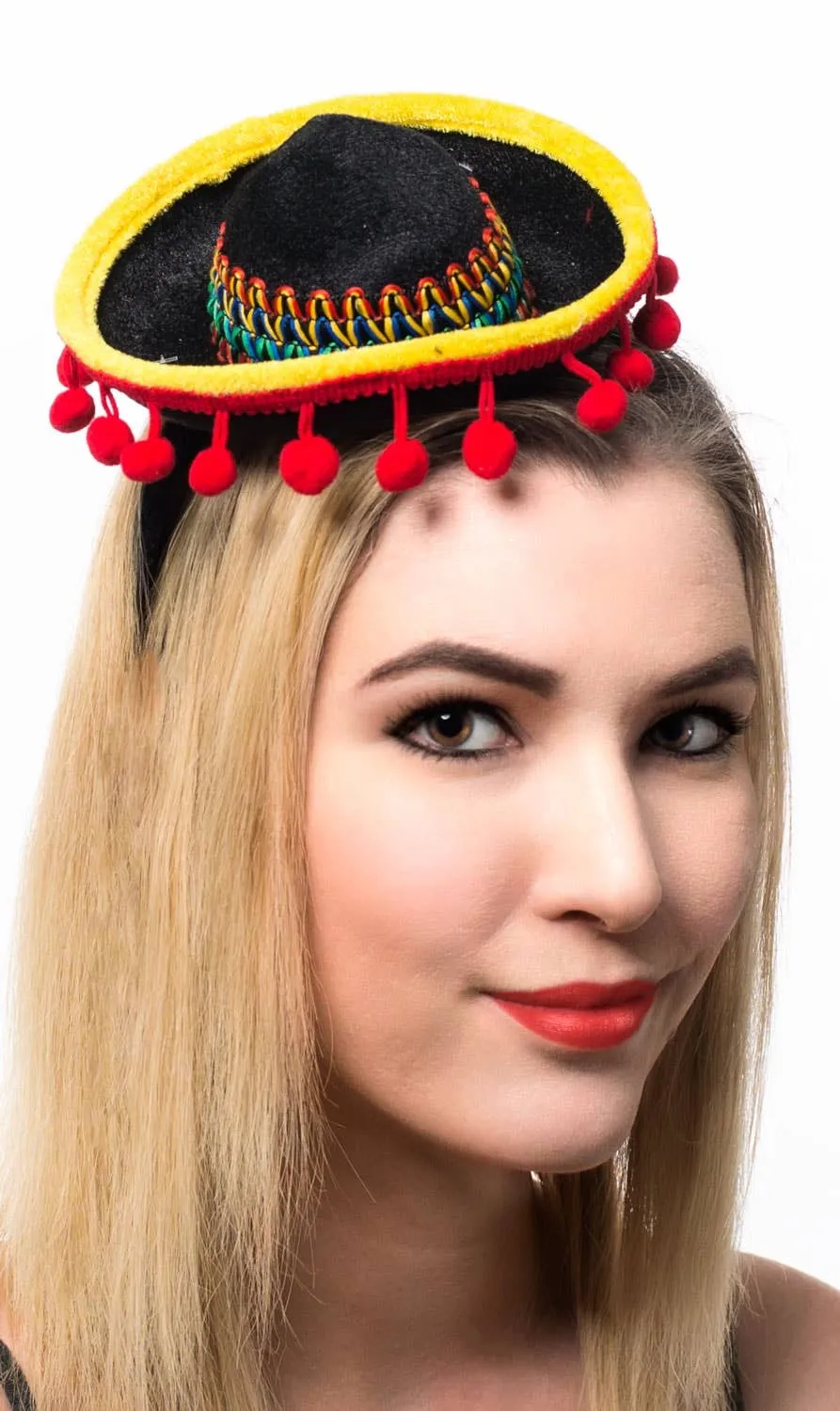 Black Mexican Sombrero Mini Costume Headband Hat