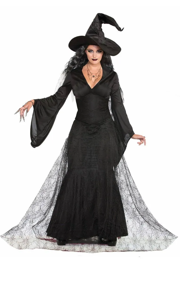 Black Mist Witch Womens Halloween Fancy Dress Costume