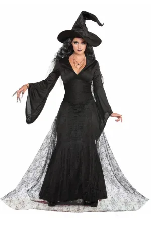 Black Mist Witch Womens Halloween Fancy Dress Costume