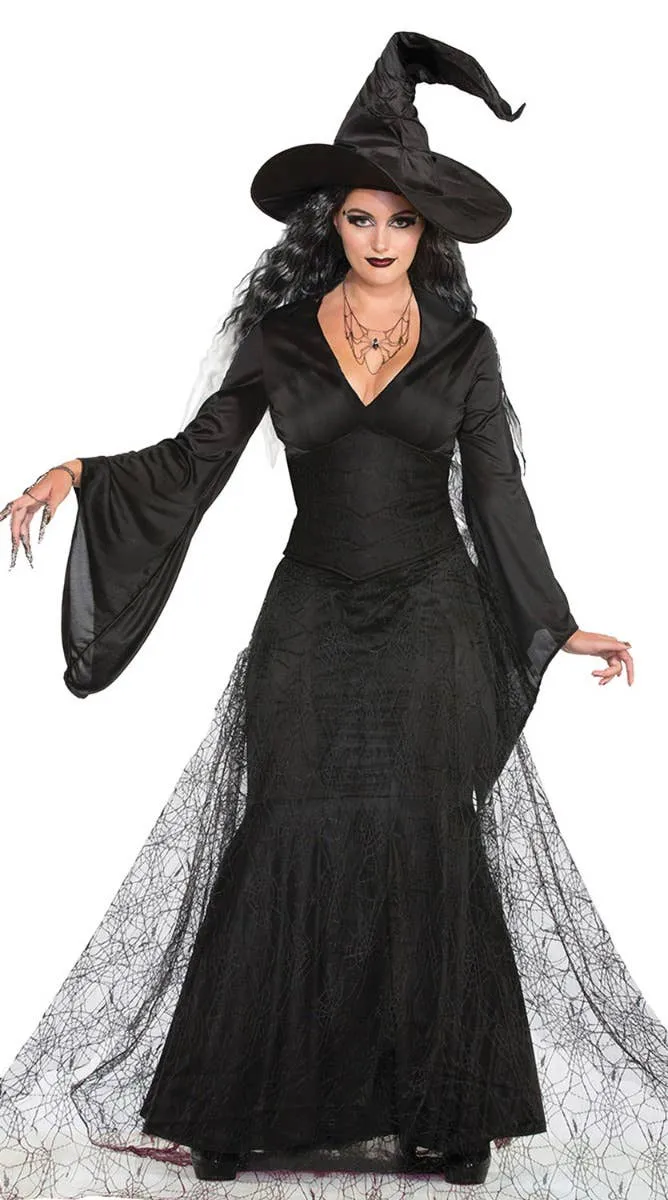 Black Mist Witch Womens Halloween Fancy Dress Costume