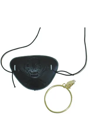 Black Pirate Eye Patch Earring Costume Accessory Set