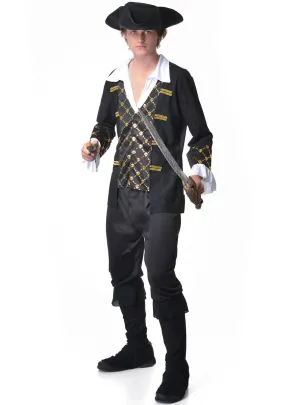 Black Seas Pirate Mens Black and Gold Pirate Costume