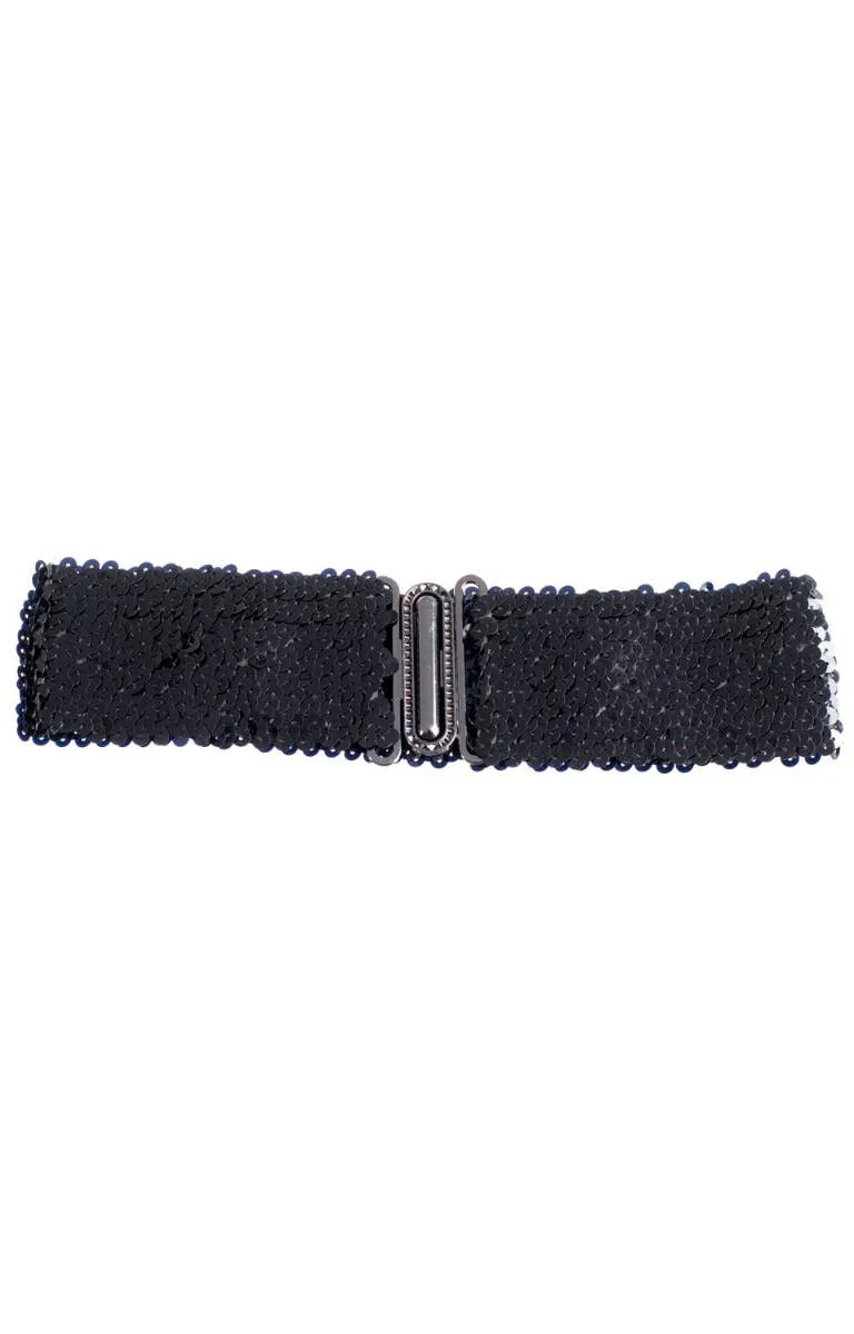 Black Sequin Stretch Belt Costume Accessory