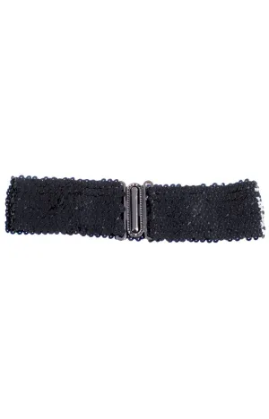 Black Sequin Stretch Belt Costume Accessory