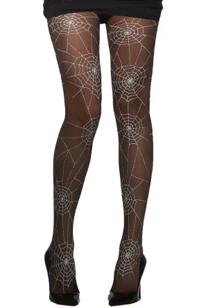 Black Spiderweb Womens Gothic Halloween Tights