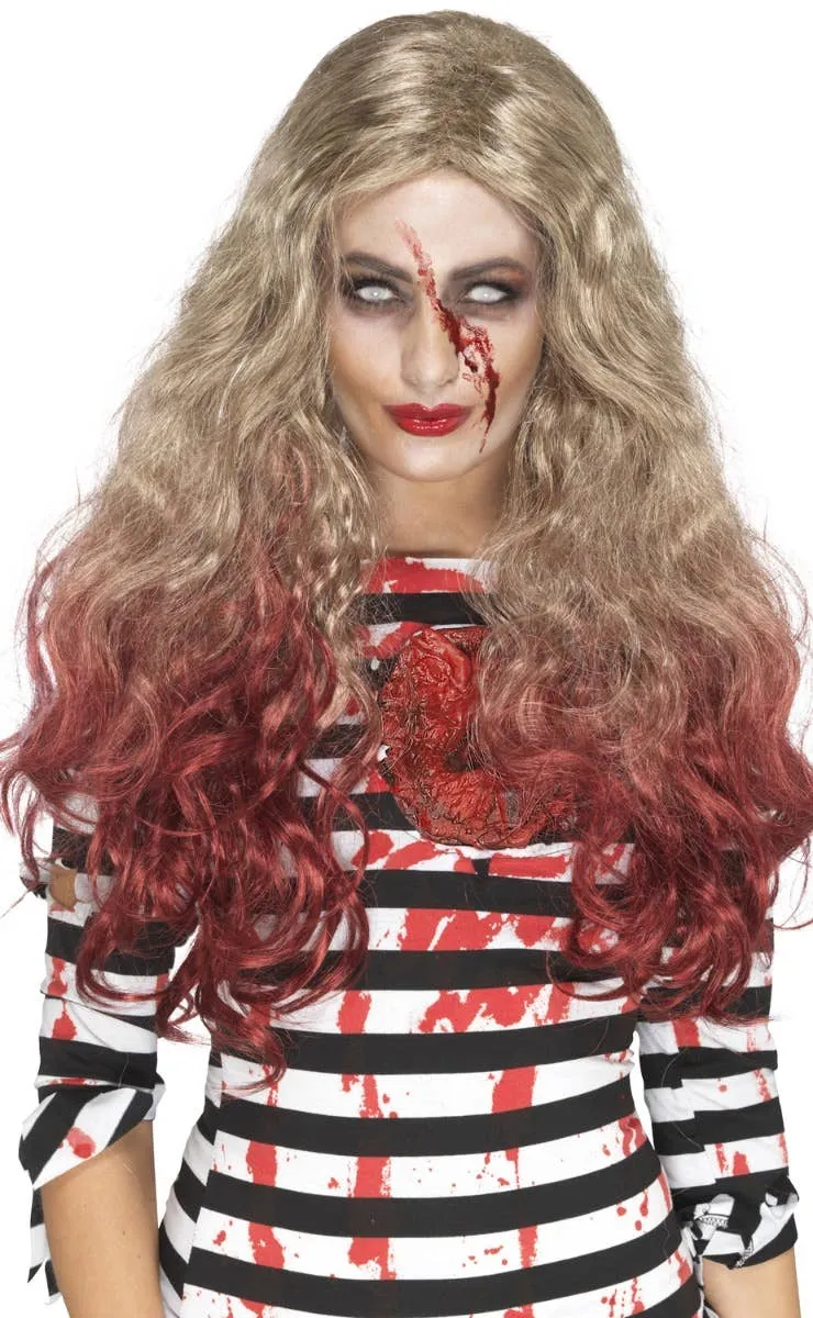 Blood Soaked Womens Blonde Zombie Wig