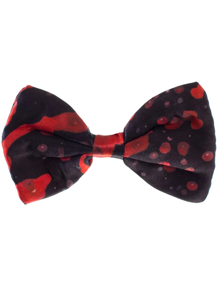 Blood Splattered Black Bow Tie Halloween Costume Accessory