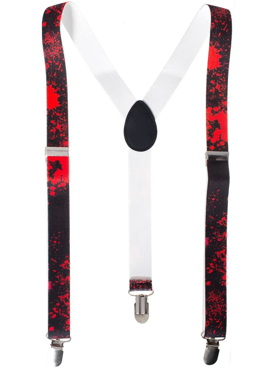 Blood Splattered Black Braces Halloween Costume Accessory