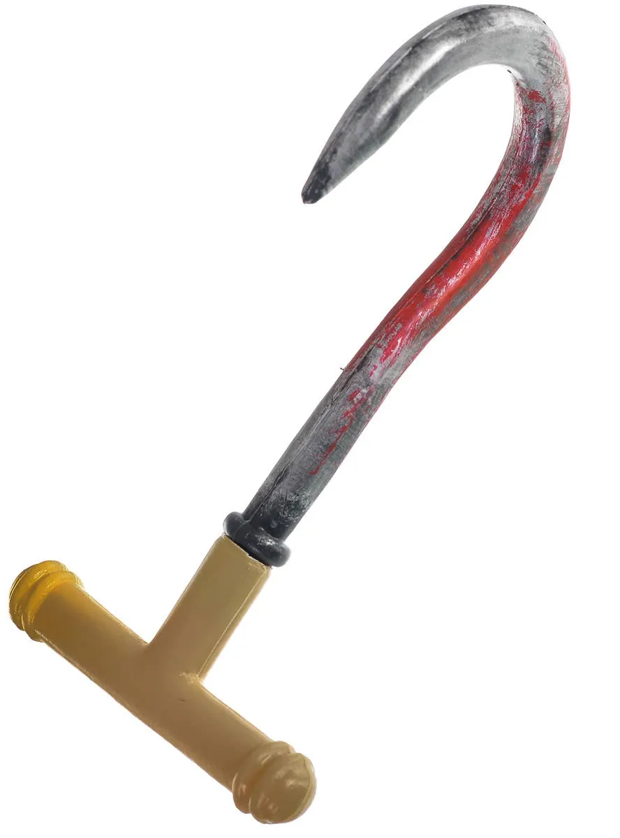 Blood Splattered Hand Held Meat Hook Costume Weapon