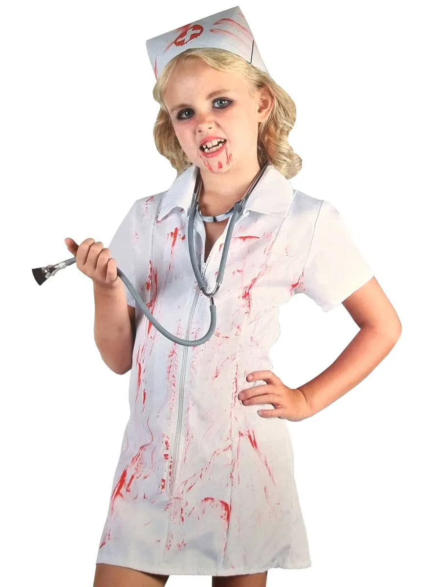Blood Splattered Mad Nurse Girls Halloween Costume
