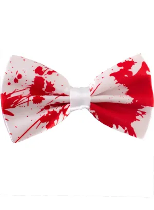Blood Splattered White Bow Tie Halloween Costume Accessory