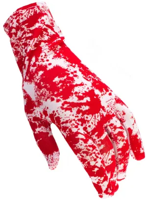 Blood Splattered White Halloween Costume Gloves
