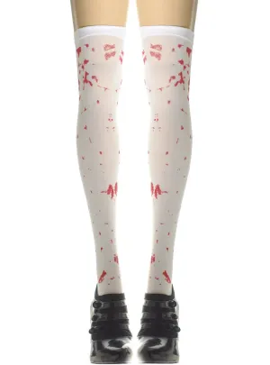 Blood Splattered Womens Thigh High Halloween Stockings