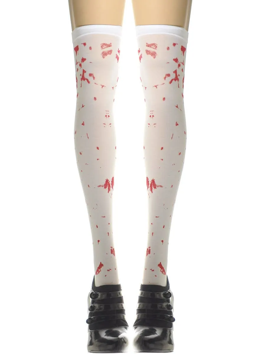 Blood Splattered Womens Thigh High Halloween Stockings