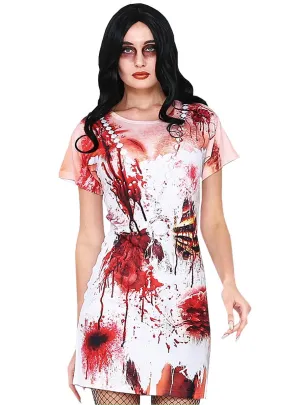 Blood Splattered Womens Zombie Halloween Costume Dress
