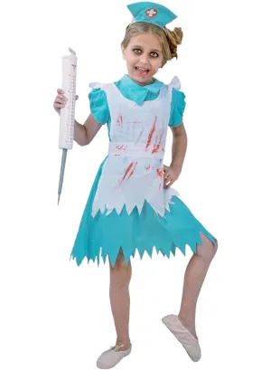 Blood Splattered Zombie Nurse Girls Halloween Costume