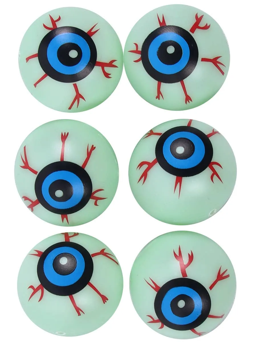 Bloodshot Green Eyeballs 6 Pack Halloween Decorations
