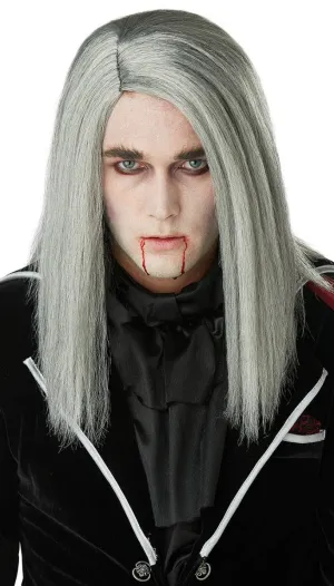 Bloodthirsty Vampire Grey Mens Halloween Wig