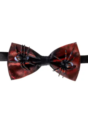 Bloody Black Bow Tie with Plastic Spiders Halloween Accessory