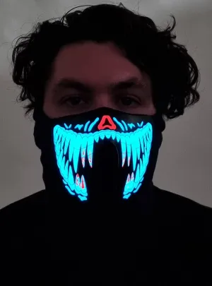 Bloody Blue Teeth Sound Activated Light Up Mask